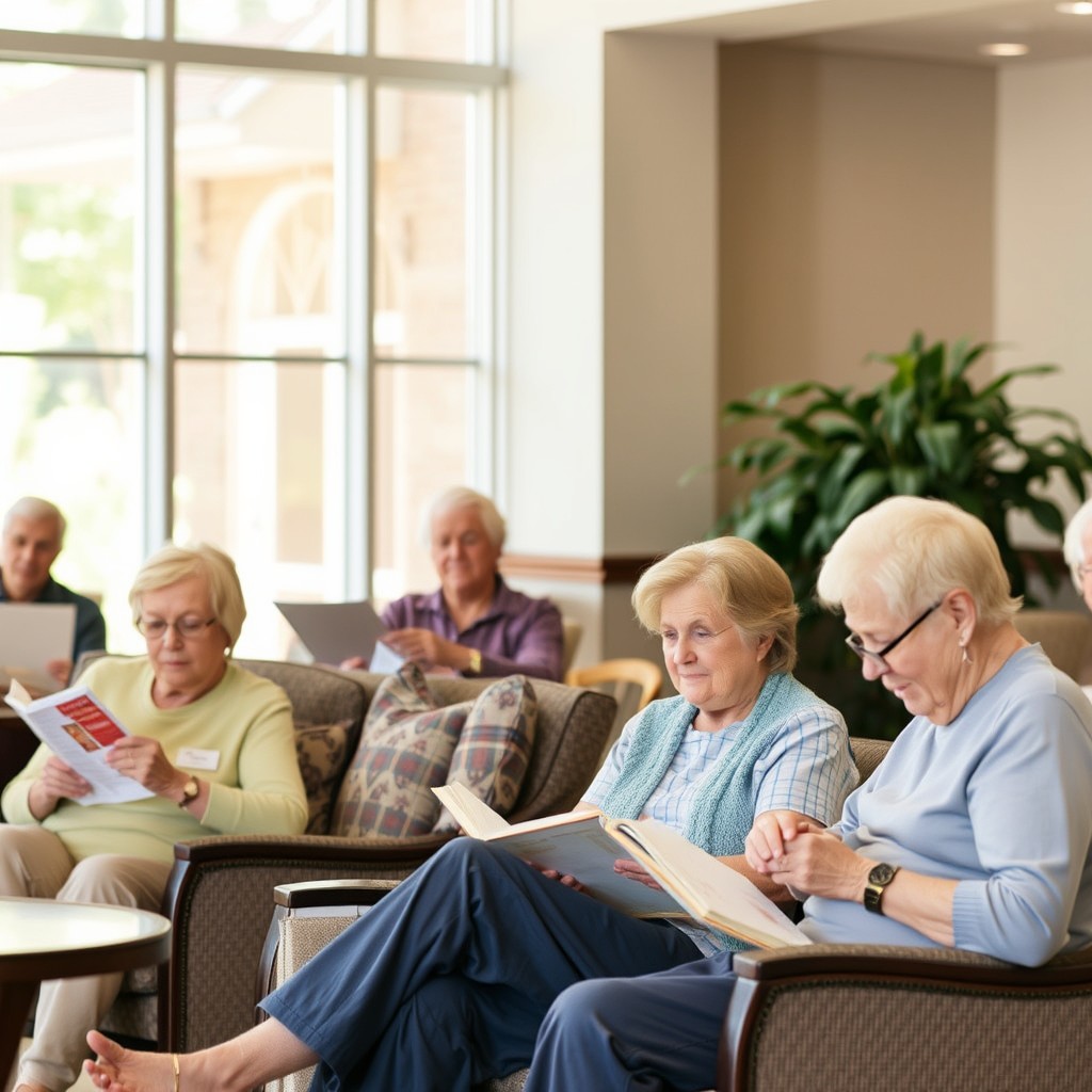 Elderly residents engaging in group activities